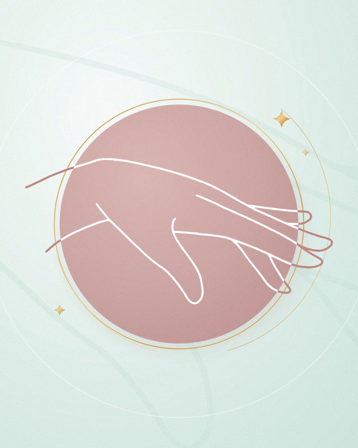 Naturnagelverstärkung – Linienzeichnung von Herzwerk Studio im Rosé-Kreis mit Goldring