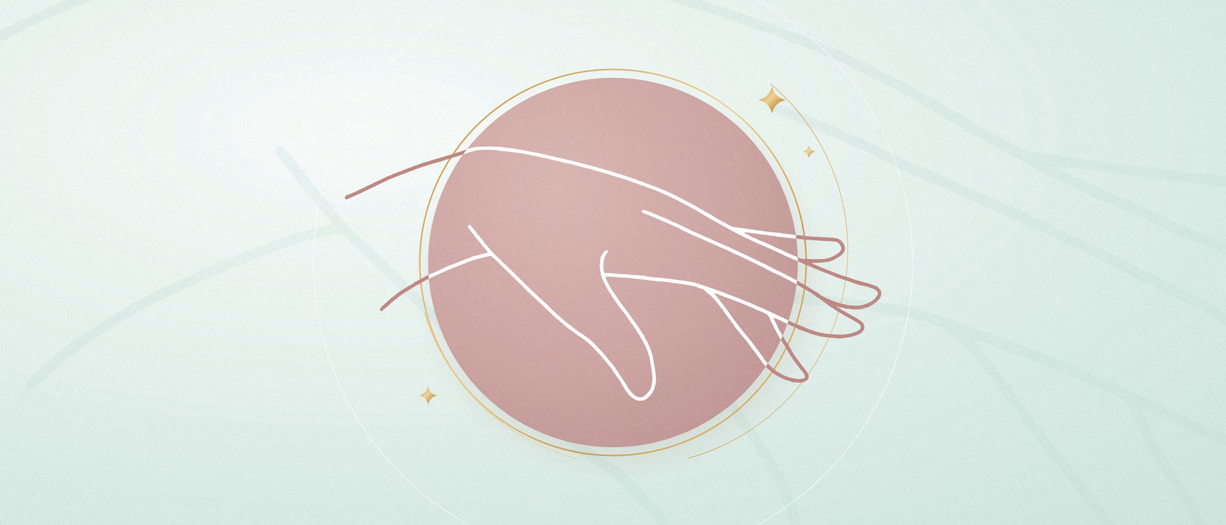 Naturnagelverstärkung – Linienzeichnung von Herzwerk Studio im Rosé-Kreis mit Goldring