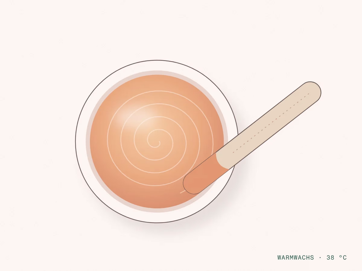 Illustration: Warmwachs im Topf mit Spatel